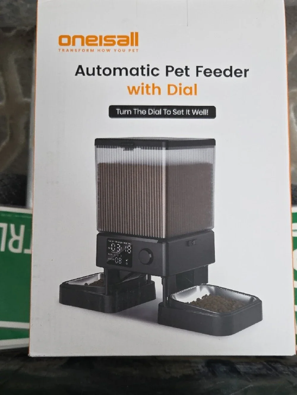Oneisall Automatic Pet Feeder with Dial – Black